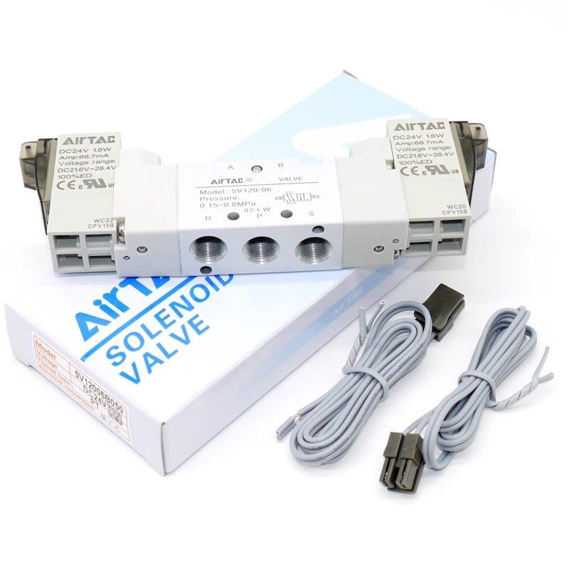 原装亚德客5V220-08/7V120-06双控电磁阀气缸控制阀DC24V