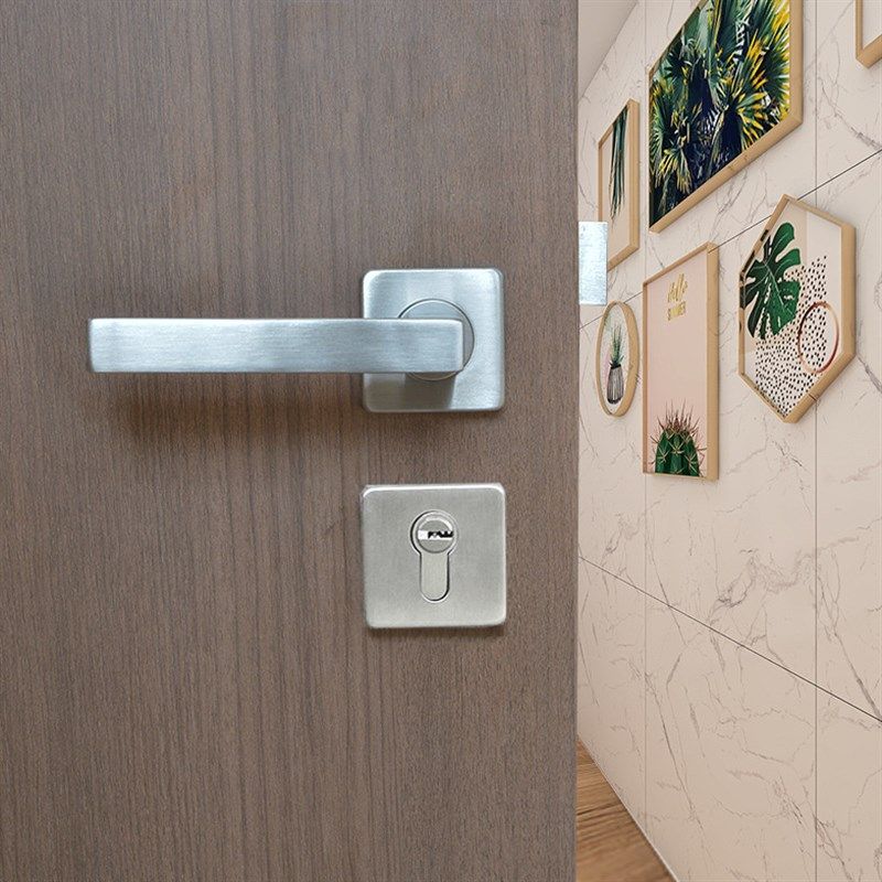 304拉丝不锈钢直角方形房间门锁拉手 方管L型室内卧室执手锁把手,基础建材,机械门锁,淘宝优惠券,粉丝福利购,淘宝优惠卷