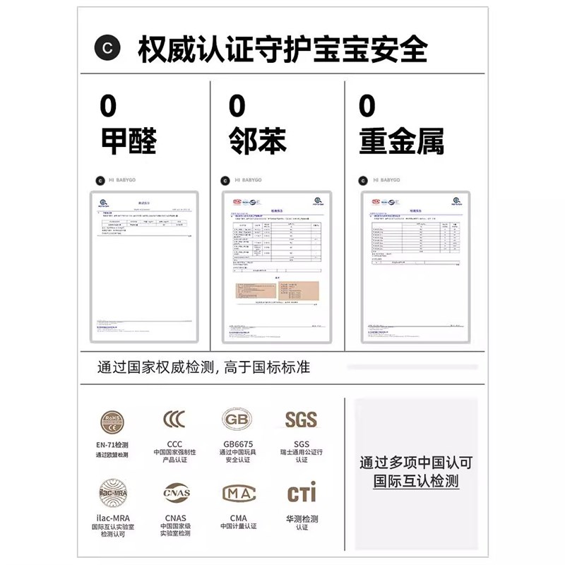 babygo宝宝爬行垫2.5CM加厚家用围栏游戏地垫加xpe儿童防摔爬爬垫