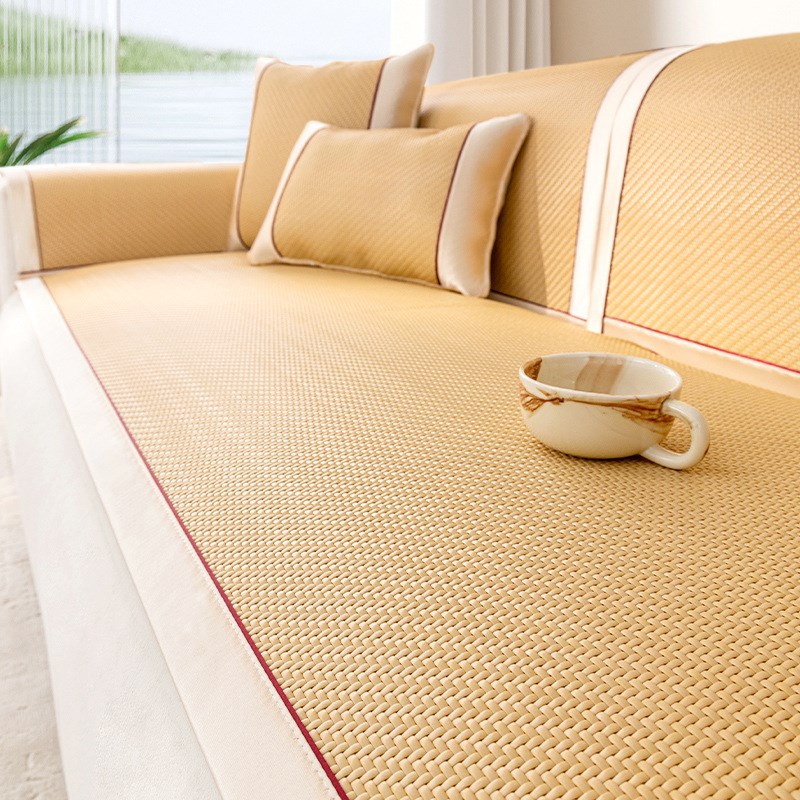 2025新款PE冰藤席沙发垫夏季冷感凉席坐垫子防滑沙发套罩夏天盖布