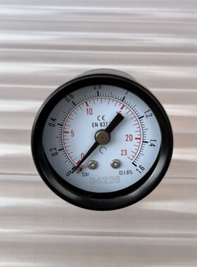 轴向小压力压力表 42mm 后接式压力表y-40z 0~1.6bar 0~23psi