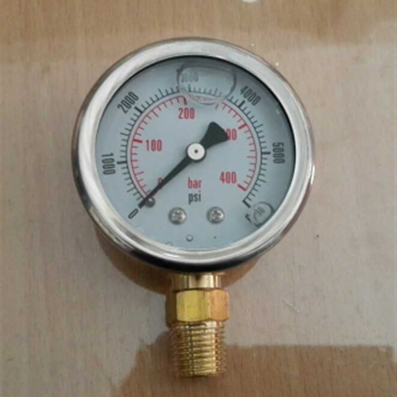 yn40 耐震压力表 不锈钢外壳双刻度400bar 6000psi 螺纹1/4npt