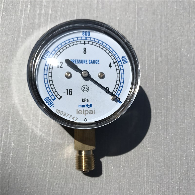 -1600mmH2O 真空膜盒压力表 -16-0kpa 负16KPA-0 直径65mm  负压
