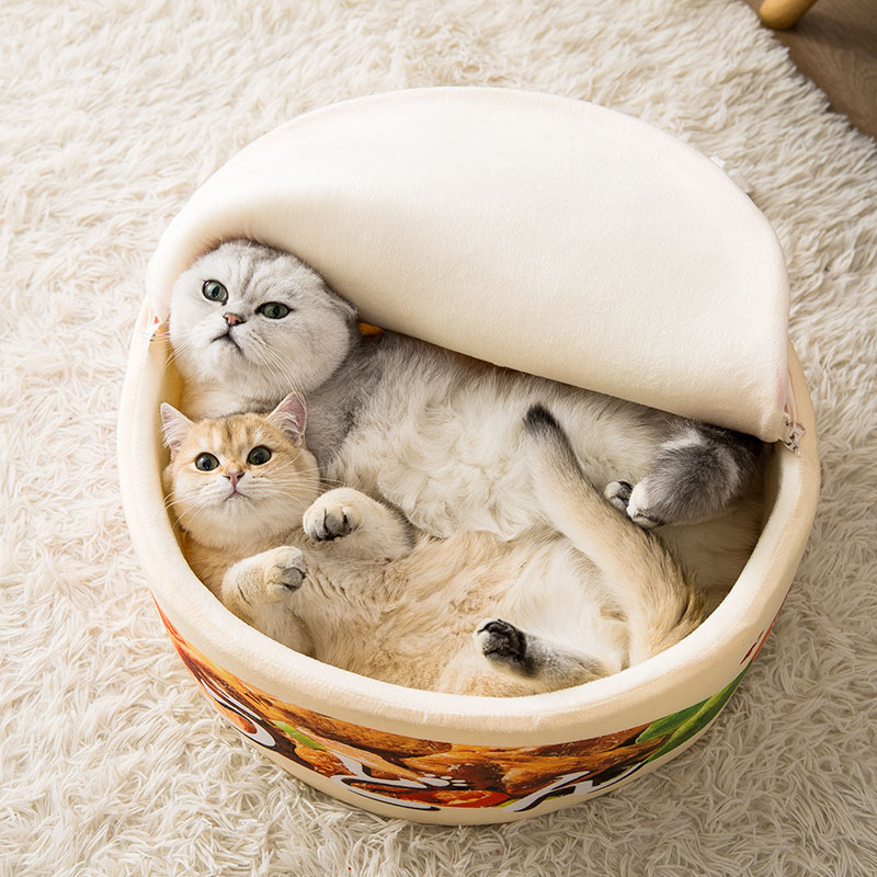 泡面桶猫c窝冬季保暖汉堡宠物猫网红带盖子狗窝猫窝窝全封闭日式