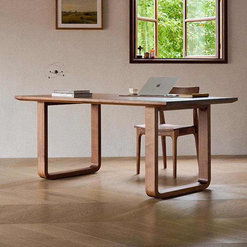 北美黑胡桃木餐桌家用实木大板桌别墅餐厅吃饭桌子极简餐台