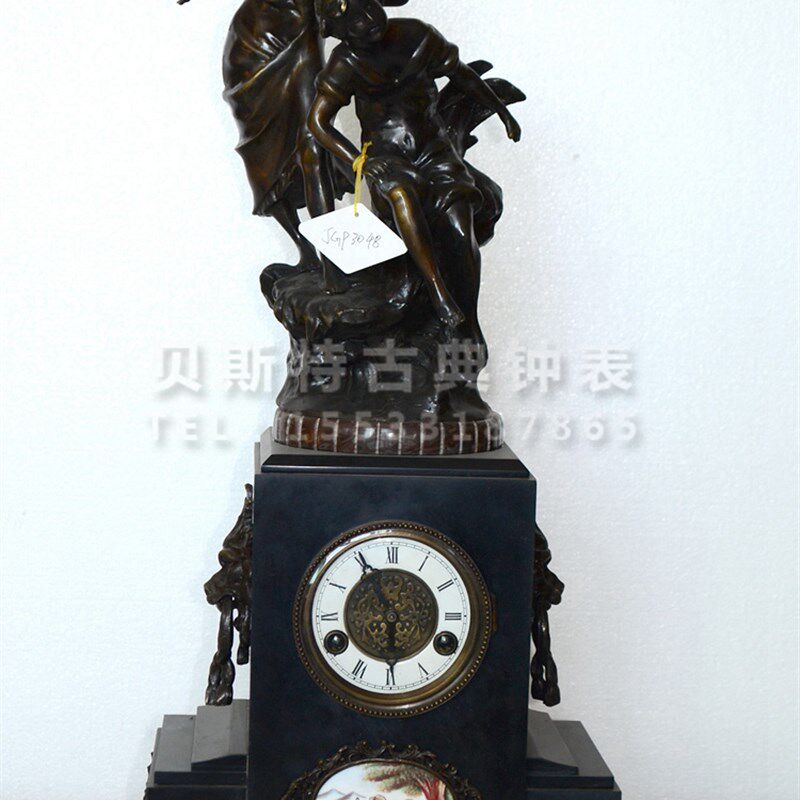 仿古做旧台e钟老式上弦座钟欧式家居装饰钟表样板间机械座钟