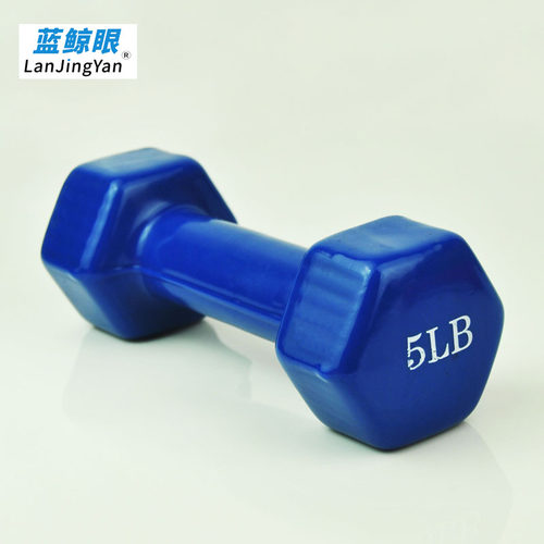 5LB磅包胶哑铃静音防滚动男士女C士家用健身六角寖胶实心铸铁亚铃