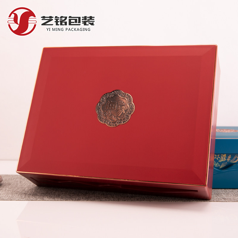 高档红色蓝色海参包装p盒一斤装半斤装海参礼品盒海参礼盒木盒空