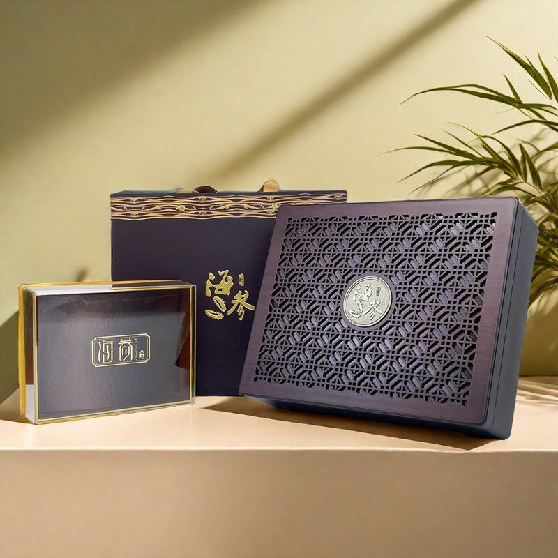 圆牌花窗镂空干海参礼品盒包装盒一斤装礼盒配Q套手提袋平价海参图片