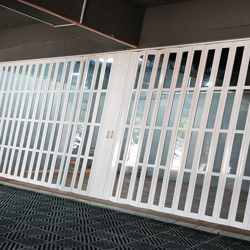 PVC防水防尘推拉门适用于洗车房隔间 三段透明折叠U门 隔温防尘设