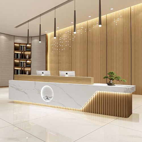 简约现代前台公司会所酒店柜台办公F室接待台吧台美容院收银台定