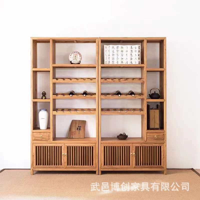 新中式红酒架实木收纳展示架简约现代客厅隔断创意酒柜葡萄酒架