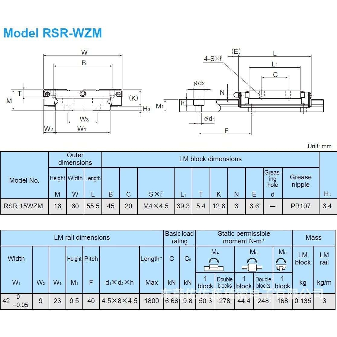 THK直线导轨滑块RSR7WZM RSR9WZM RSR12WZM RSR15WZM RSH12WZM