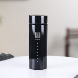 宜兴全紫砂内胆保温杯带手柄男士送父母老师礼品退休LOGO刻字