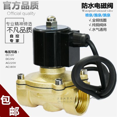 2A常闭DC12V水下15喷泉20室外24V防水220V电磁阀DN25水阀4/6分1寸