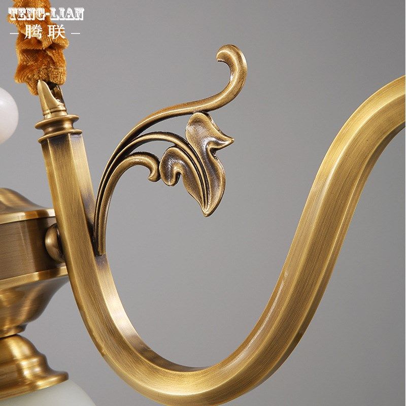 美式餐厅3头全铜吊灯欧式复古厨房灯简欧餐桌吧台饭厅茶室吊灯具