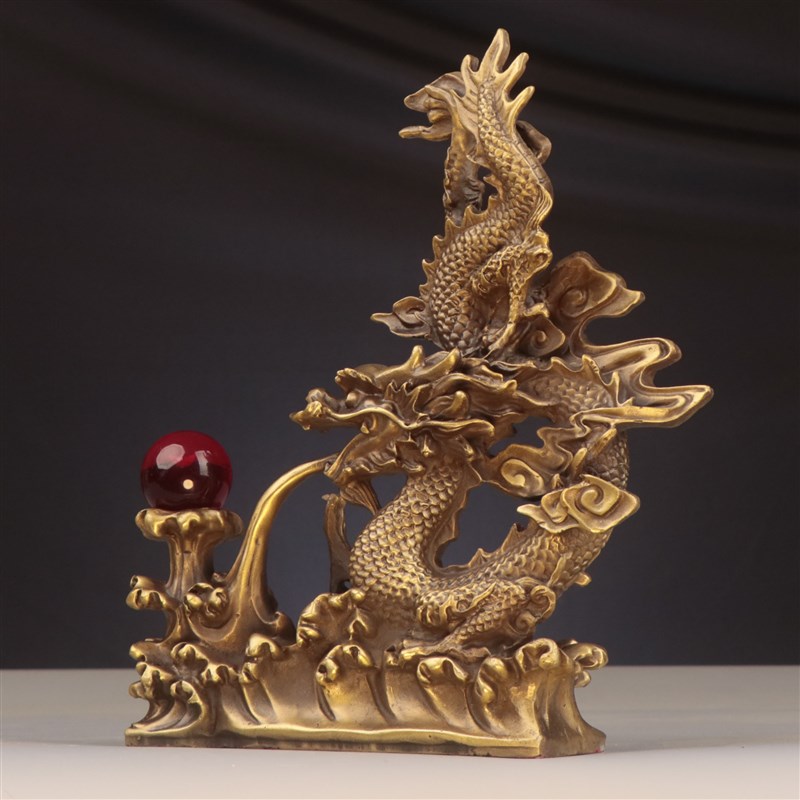 杨铜记 铜龙 神龙吐珠 神龙戏珠 家居店铺铜龙摆件 汉龙 戏珠龙