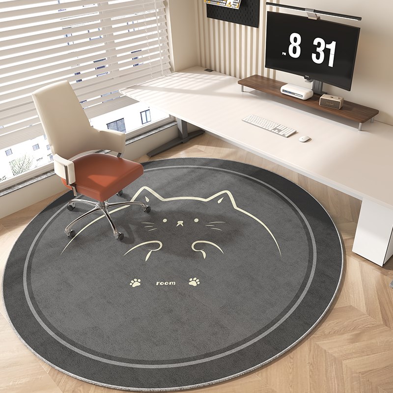 简约圆形地毯卧室梳妆台儿童房衣帽间脚垫子转椅凳子垫防滑小地垫
