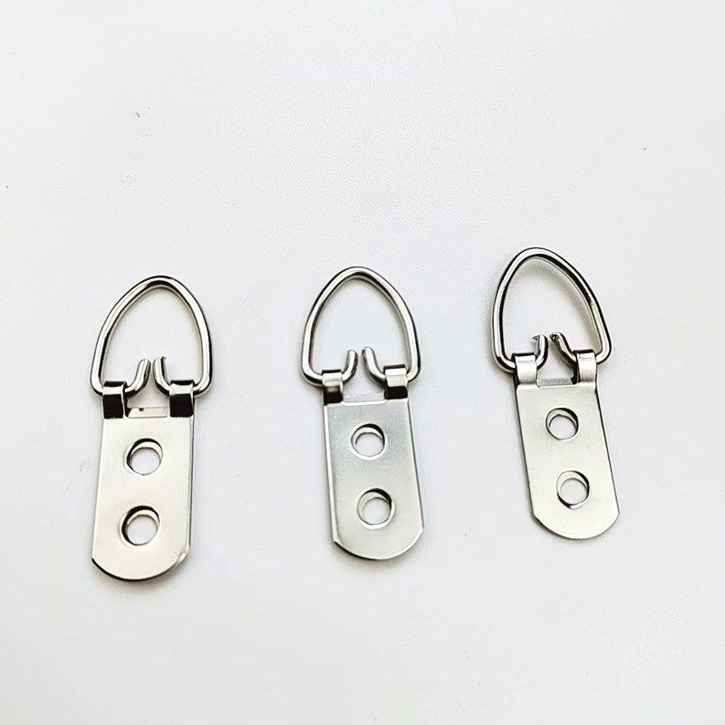 60套盒装两孔相框油画银色五金挂钩十字绣婚纱照吊挂铁挂环工艺品