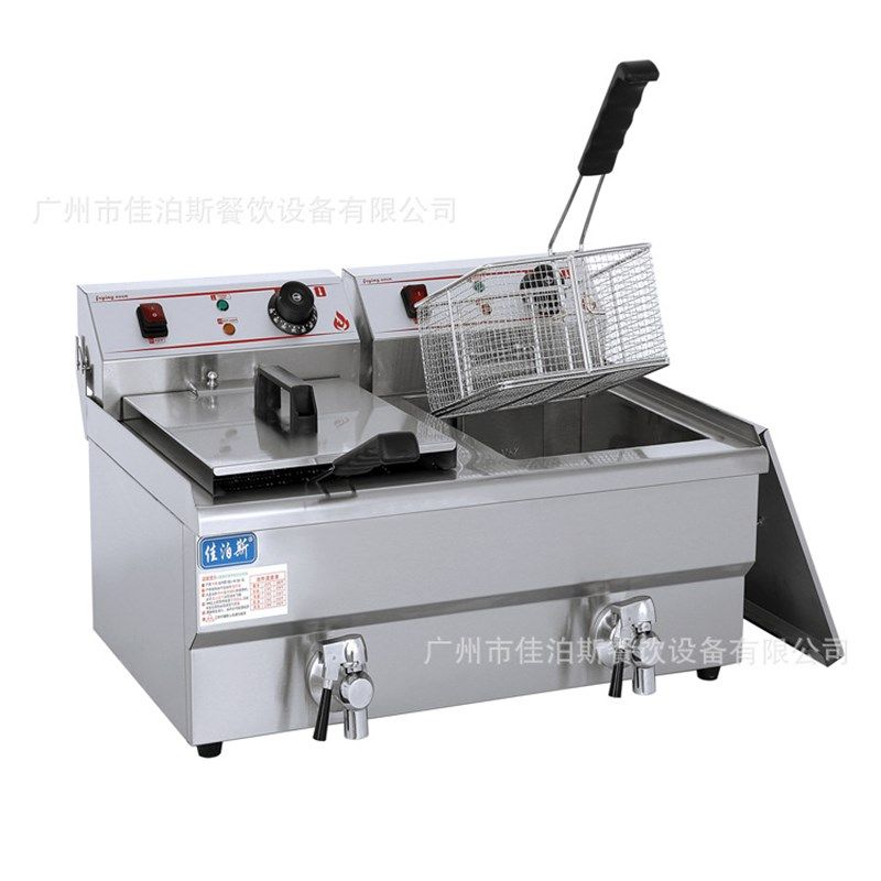 佳泊斯商用台式电热炸炉炸油条不锈钢多功能双杠单缸小吃创业