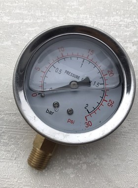 pressure gauge 0-30psi 0-2bar pt1/4 充油压力表 直径60 径向表