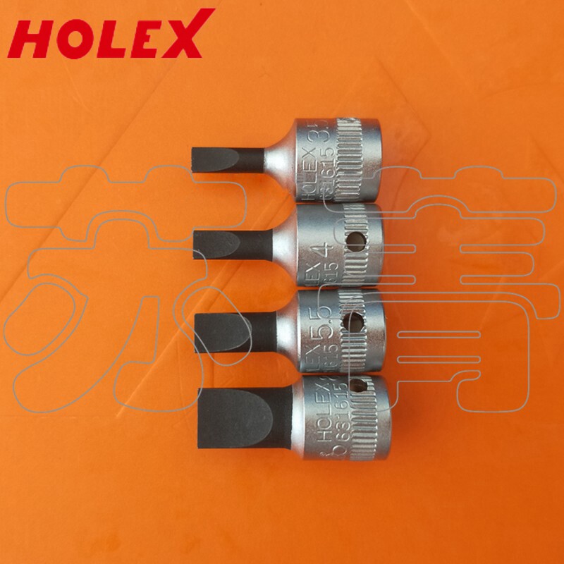 德国霍夫曼HOLEX 一字套筒螺丝起子批头 1/4英寸 全长25mm
