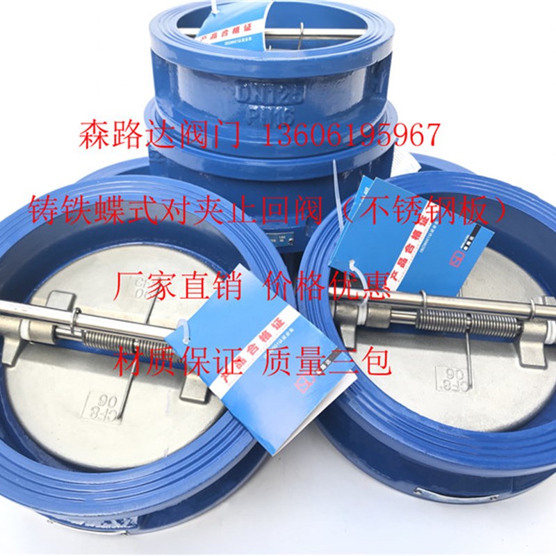 DH77X-16Q球墨铸铁蝶式对夹止回阀DN40-DN300单向逆止阀304阀瓣