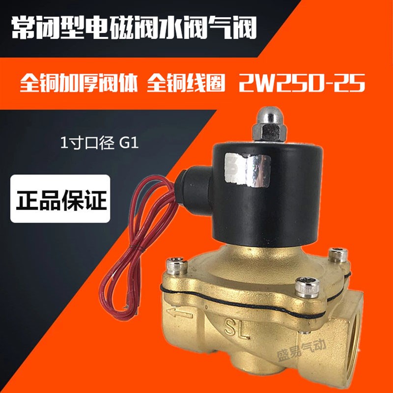 SLGPC 2W25025常闭电磁阀UW25 一寸水阀气阀 AC220V DC24V 盛隆