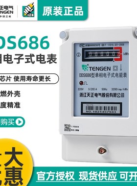 TENGEN天正DDS686型单相电子电能表20A40A60A80A100A进口芯片220V