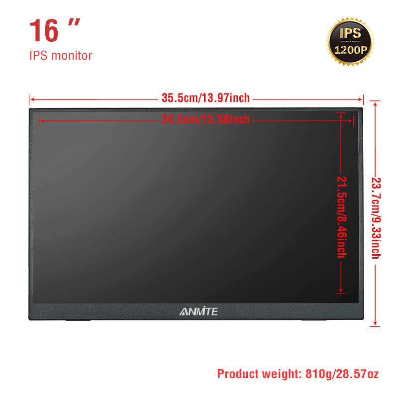 Anmite16寸高清便携显示器一线通触控带支架手机电脑外接扩展副屏