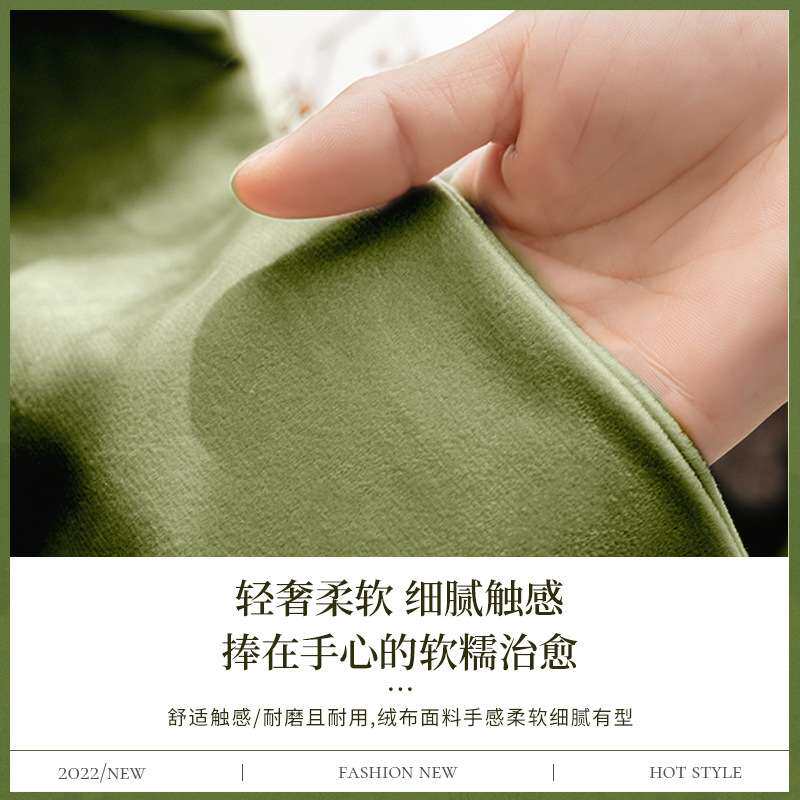 ZQ窗帘纯色丝绒遮光全遮光卧室2022年新款法式轻奢绿色挂钩式新品