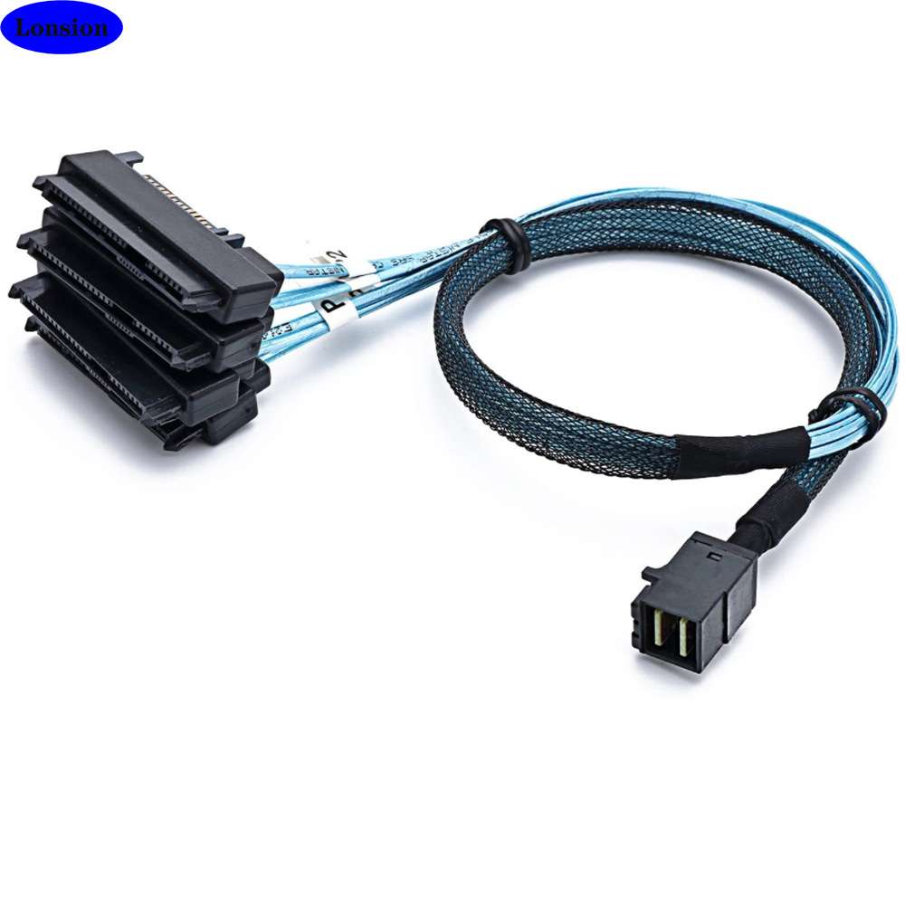 MINI SAS HD SFF-8643转SAS SFF-8482二合一服务器高速连接线
