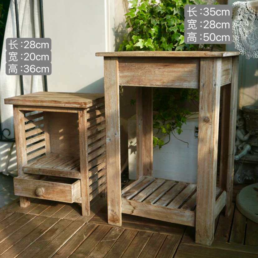 复古木质多功能花架花台装饰组合多层收纳架花园阳台杂货zakka