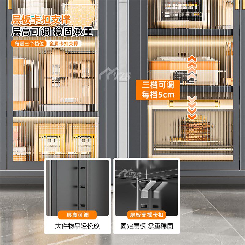 厨房置物架落地多层微波炉烤箱岩板收纳柜子多功能锅具餐边储物柜