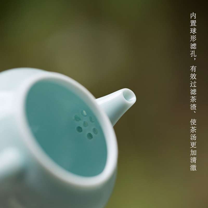 霁蓝釉茶具套装一壶俩杯小套装小茶壶玉瓷茶具泡茶壶茶盘套装