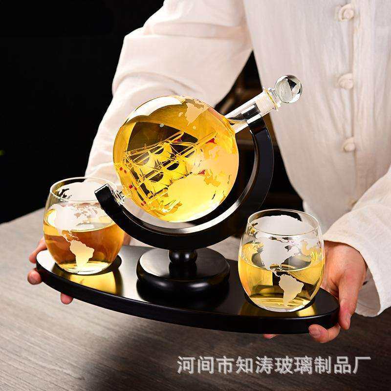 厂家生产地球仪醒酒器轻奢威士忌伏特加红酒分酒器泡酒瓶酒具