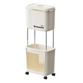 甄选新款 双层收纳桶置物架家用厨房大容量带盖防臭厨余干湿分离垃