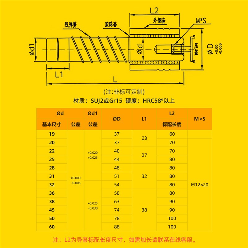 SRP滚珠导柱导套精密滚珠胶铝铜套32 滑动模具配件固定档块