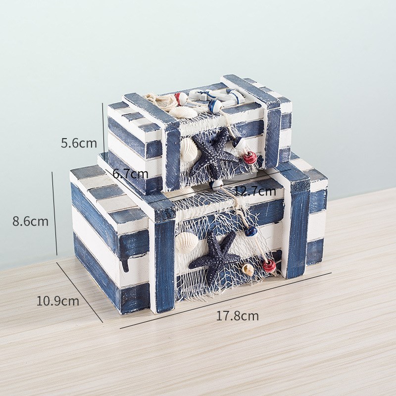 收纳盒地中海木质收纳箱储物箱套二套三首饰盒复古木箱子装饰摆件