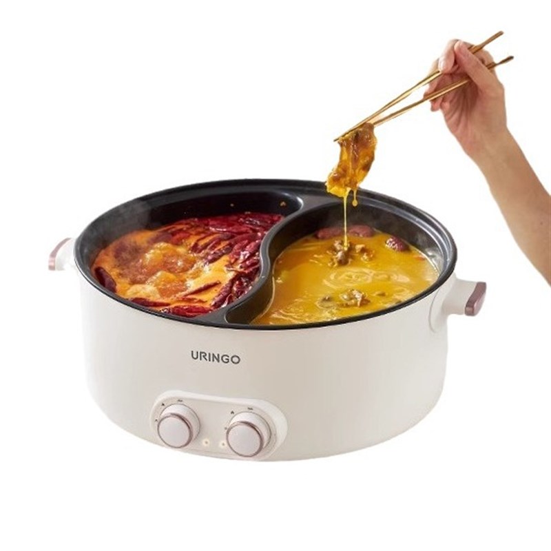 七彩叮当鸳鸯电火锅多功能家用6升大容量蒸煮一体火锅电煮锅