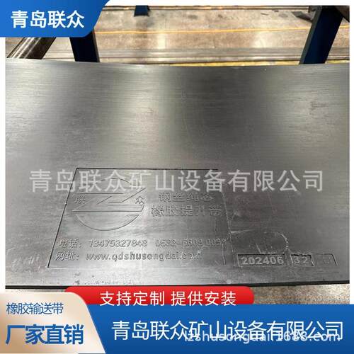 联众 建材厂用斗提机皮带 橡胶提升带 B500宽 配接头夹具
