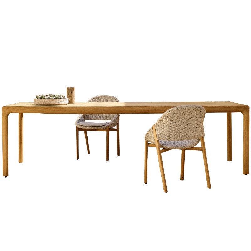 庭院露台户外桌椅实木设计室外防腐木餐桌椅高档别墅花园藤编桌椅