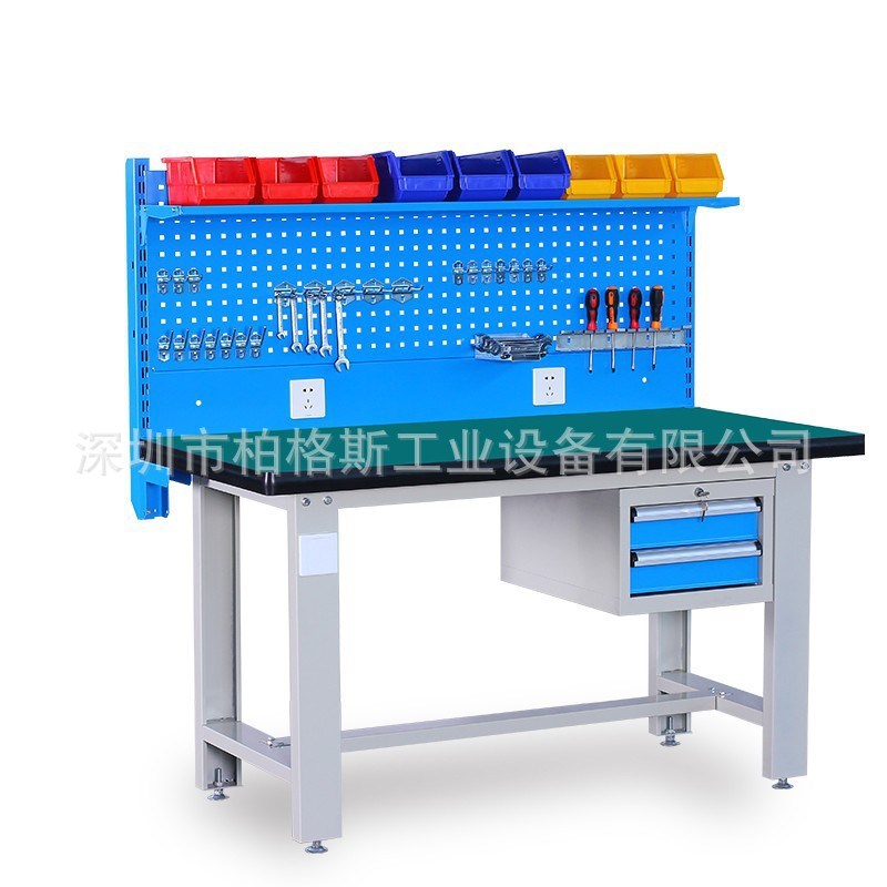 专业钳工工作台重型车间工作台实木桌防静电操作台榉木实训有抽屉