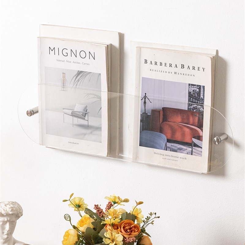 免打孔亚克力儿童绘本架上墙壁挂书报架墙面装饰报刊架杂志展示架