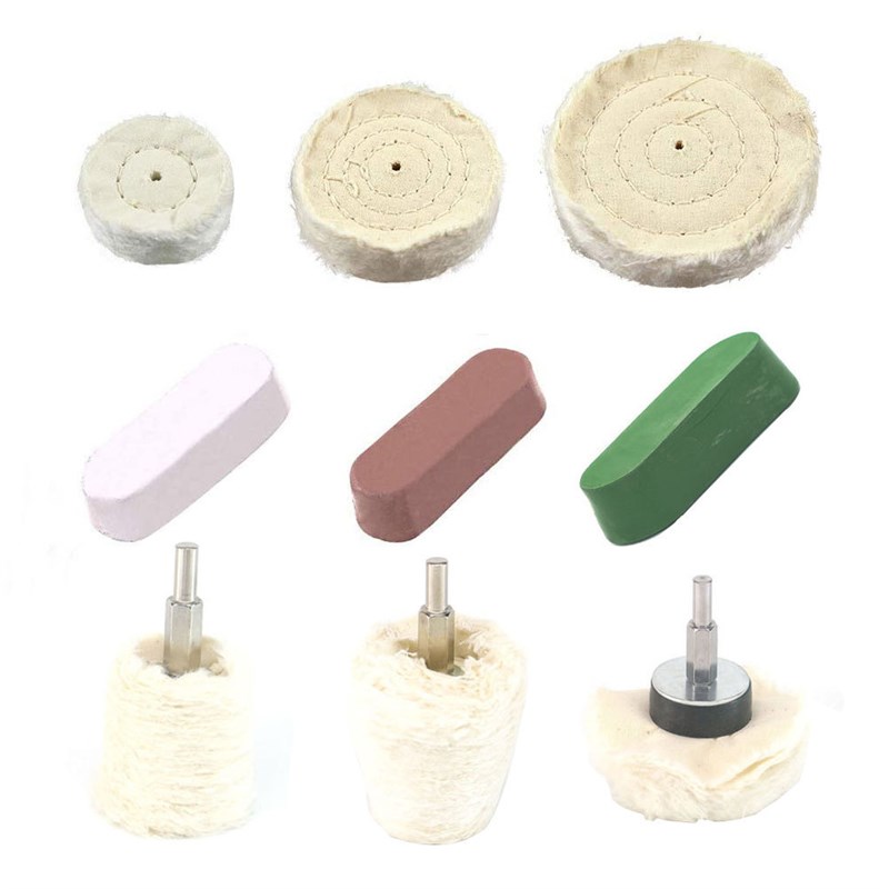 11件套布轮汽车金属抛光套件便携式布抛光工具套件打蜡羊毛抛光轮