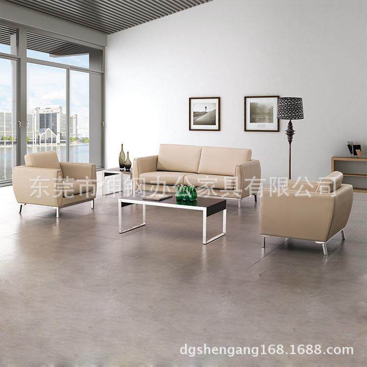 真西皮沙发茶几组合休闲创意转角客厅商务接待会客办公家具