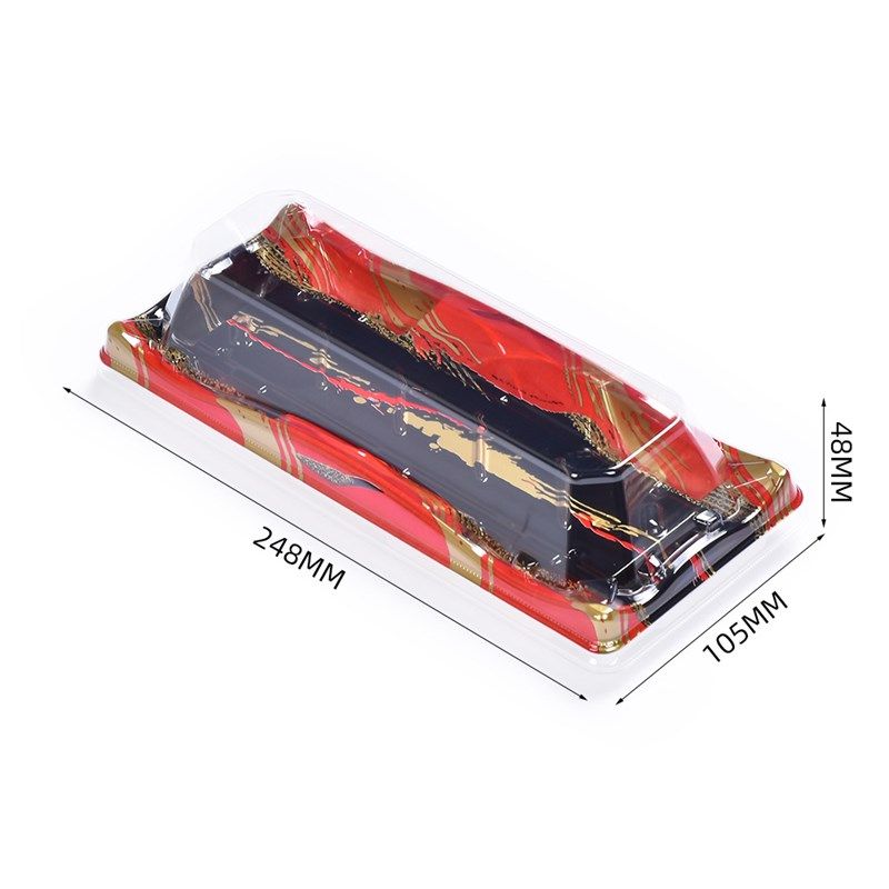 三泽高档波皿一次性外带寿司盒加厚防雾盖点心饺子糕点塑料盒