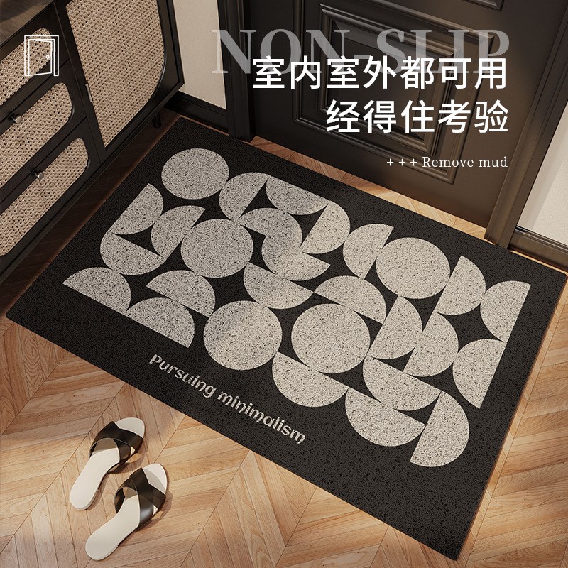 极简风几何丝圈入户地垫 进门蹭土门垫长方形玄关满铺防滑脚垫子