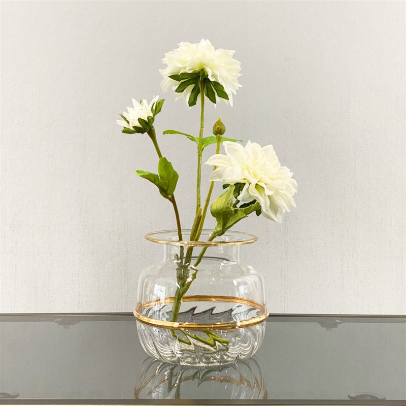 HJM-现代轻奢极简金边条纹玻璃花瓶创意文艺清新透明插花水培摆件