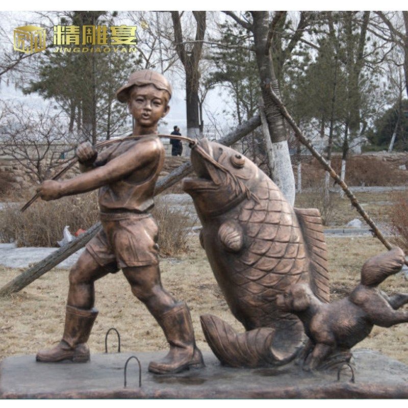 渔民文化人物铸铜雕像城市广场大型玻璃钢仿铜雕塑户外景观铜雕